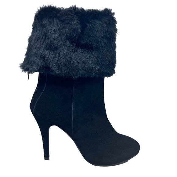 Very Volatile Hepburn Women's Fold Over Convertible Faux Fur High Heel Boot Sz 1 - Picture 6 of 13